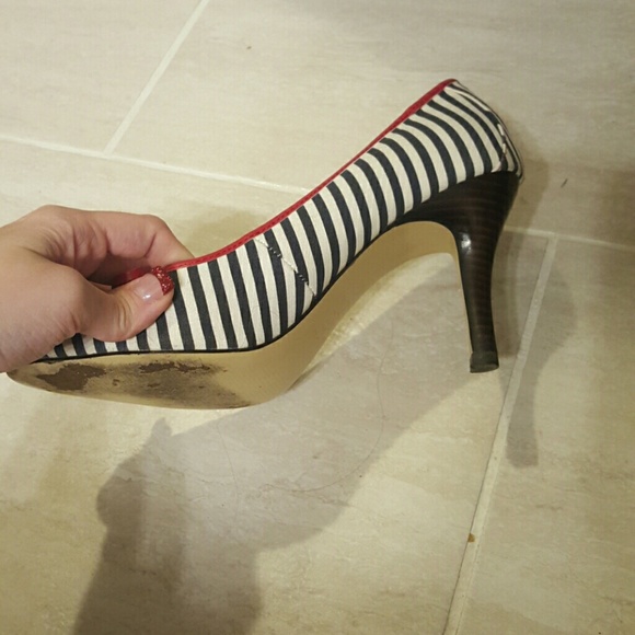 Navy, White, and Red Peep Toes - Picture 2 of 3