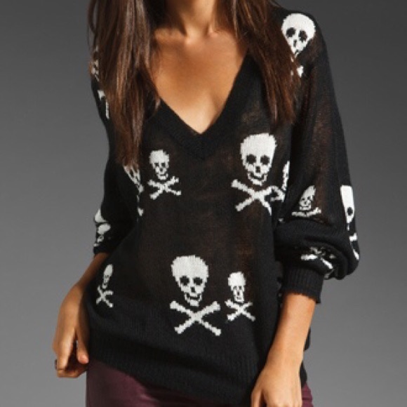 Wildfox Sweaters - Wildfox White Label Skull Sweater M Lightweight