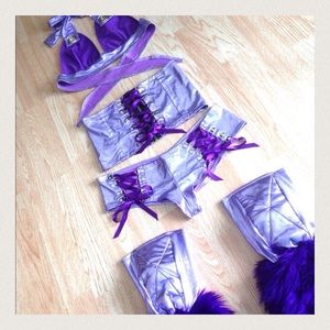 Valentine's metallic purple gogo club dancer set