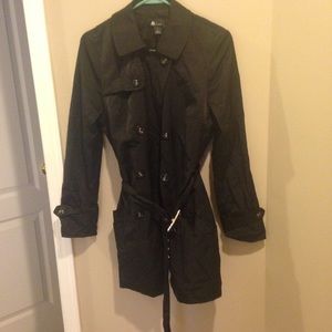 A black button trench coat.