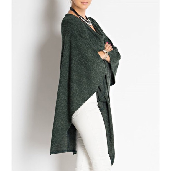 "Masque" Draped Front Asymmetrical Top - Picture 3 of 4