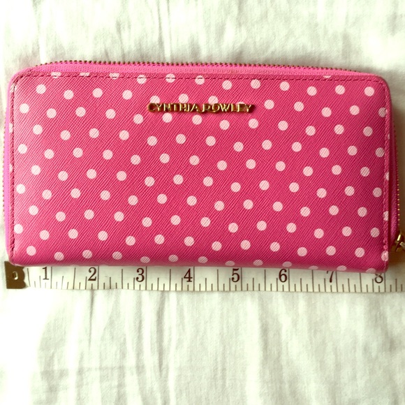 Pink and white polka dot Cynthia Rowley wallet.