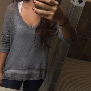 Gray LF lace sweater