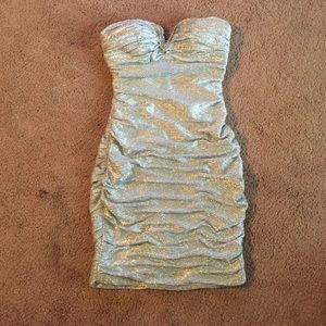 Arden B Silver Strapless Dress