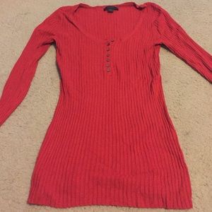 Red Henley sweater