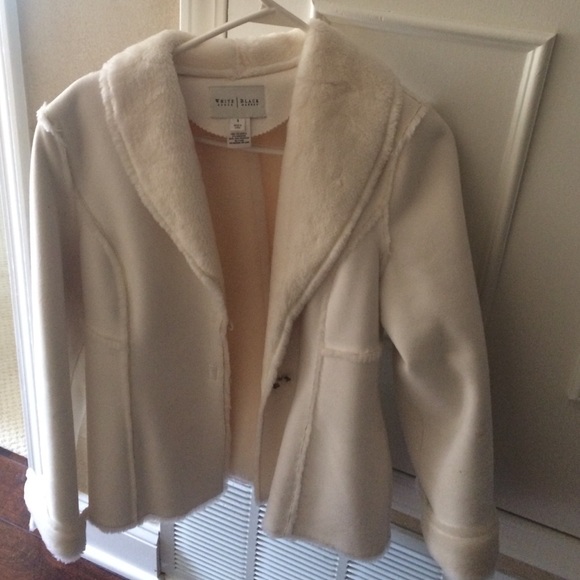 "White House Black Market" fuzzy winter coat