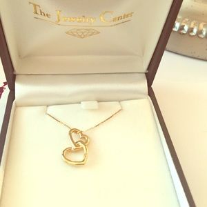 Double heart gold necklace