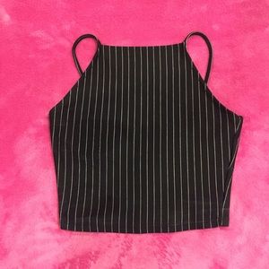 Zara tuxedo stripe crop top