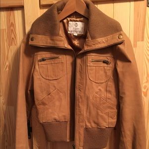 Leather bomber jacket