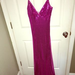 Stunning pink sequins evening dress
