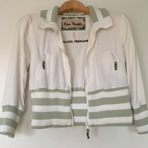 Free People white zip-up crop jacket