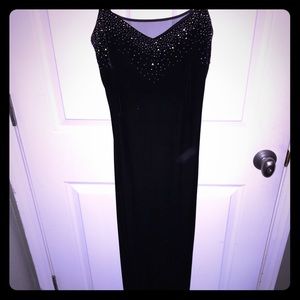 Stunning long evening dress black Valore w sequins