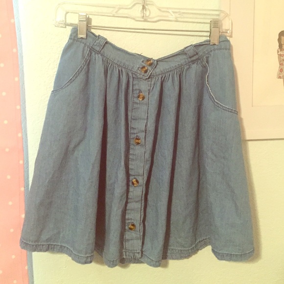 Button Up Denim Skirt