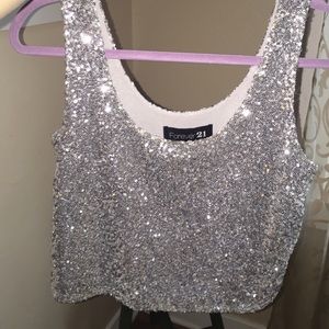 Silver Sparkle Crop Top