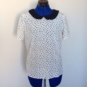 ❌🚧 SOLD 🚧❌ Lace Collar Comma Print Cream Blouse