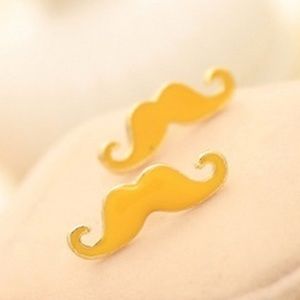 Yellow mustache earrings