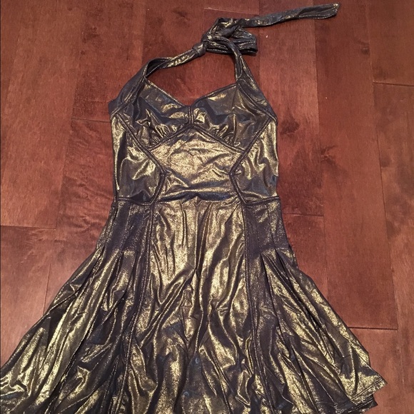 Gold halter minidress