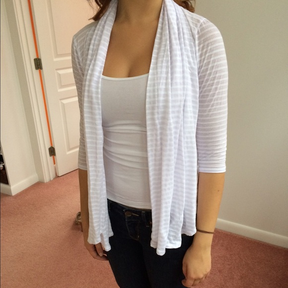 White striped jersey knit sweater