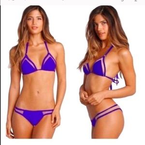 Electric Blue Triangle Mesh Bikini Set in Large