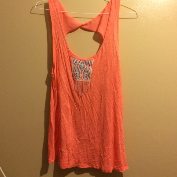 Coral beaded tank top