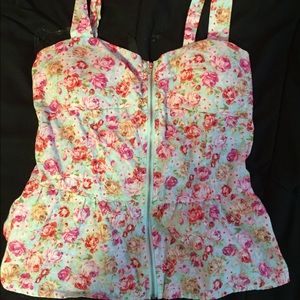 Zipped floral blouse