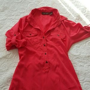 Coral button up dress