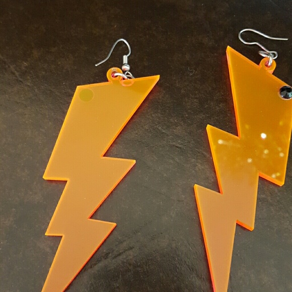 Neon orange earings - Picture 2 of 3