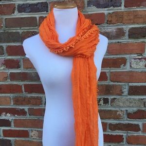 Orange Boutique Scarf with Crochet Trim