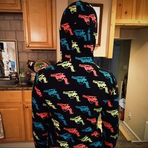 Andy Warhol neon gun print hooded sweatshirt sz M