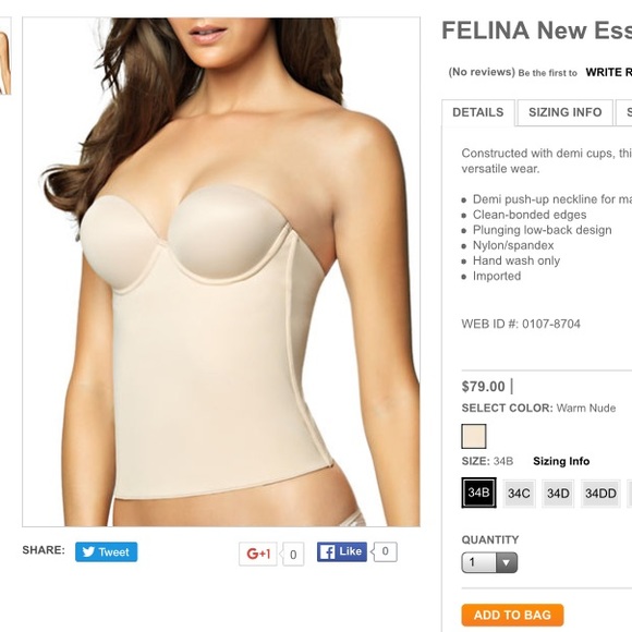 Felina bustier bra 34c