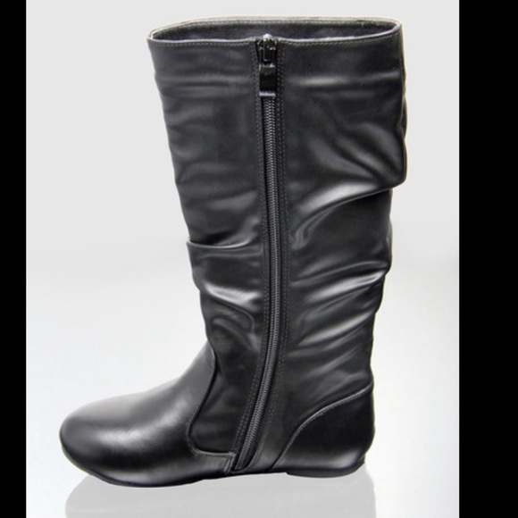 Kids classic girls slouch flat boots - Picture 2 of 4