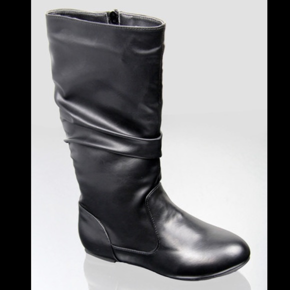 New kids classic slouch girls flat boots - Picture 1 of 4