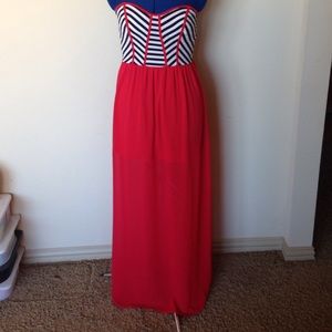 Barely Used Striped Bust, Red Detailing and Skirt