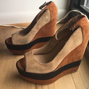 Suede platform heels