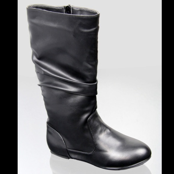 New kids classic slouch black flat boots - Picture 1 of 4