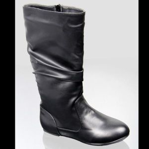 New kids classic slouch black flat boots