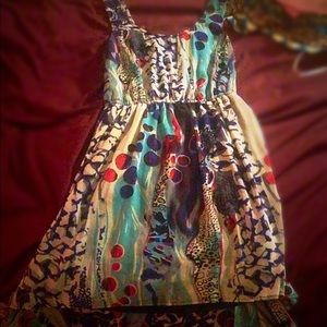 High low, multi print dress