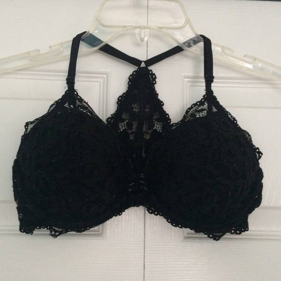 PINK Black Front-Clasp Bra