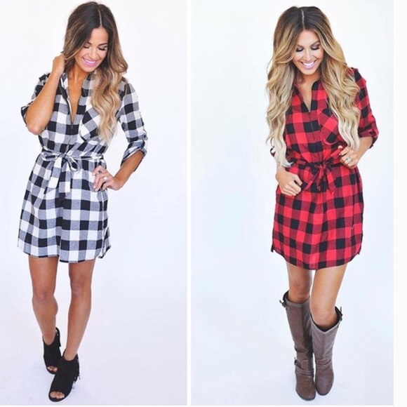SOLD OUT🎉Red Plaid Tunic Dress w/Zipper❤️ - Picture 3 of 3