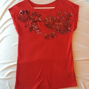 Red sequined Express top