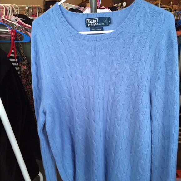 Nwot blue men's cashmere Ralph Lauren sweater sz L
