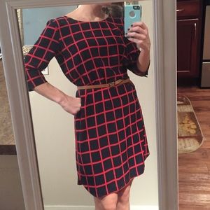 Gap navy blue & red patterned dress