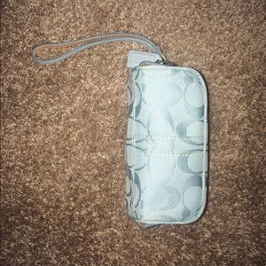 Baby blue Coach Wristlet