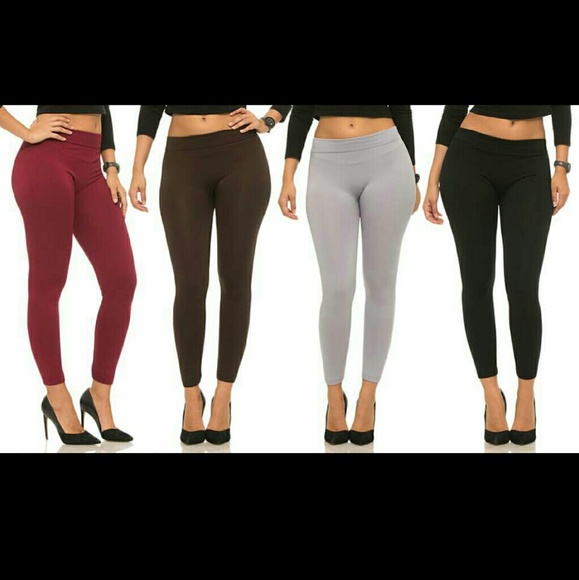 Burgundy Fleece lined Leggings