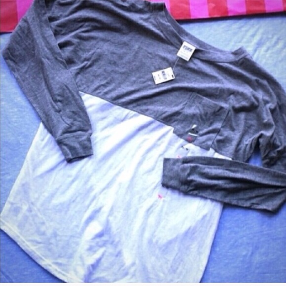 PINK VS grey shirt🌺