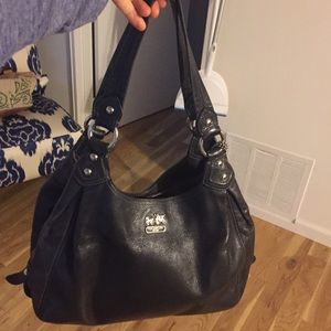 Black leather Coach purse