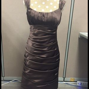 Bill Levkoff Satin Espresso Formal Dress