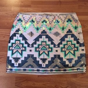 Express geometric sequin skirt XS
