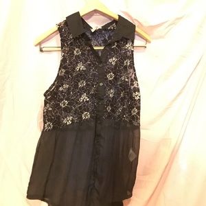 Black and Silver Lace Blouse