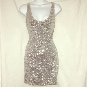 Bebe sequin silver dress